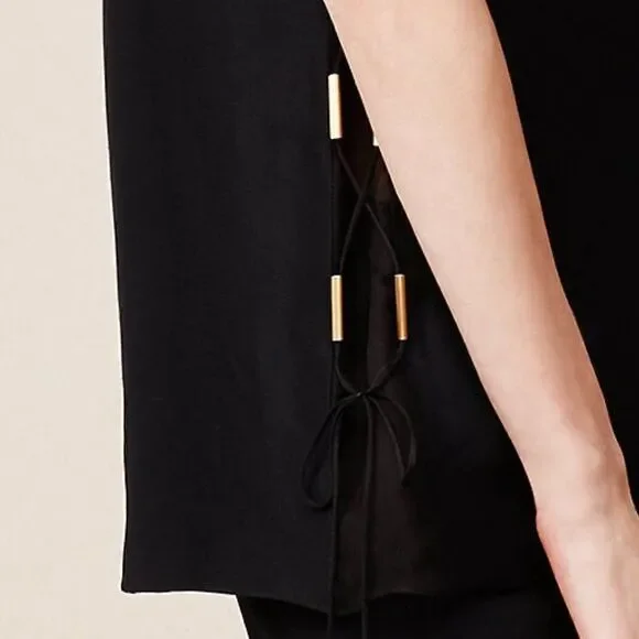 Ralph Lauren Spring/Summer 2015 Black Silk Shantung Sleeveless Tunic Blouse - Picture 3 of 16
